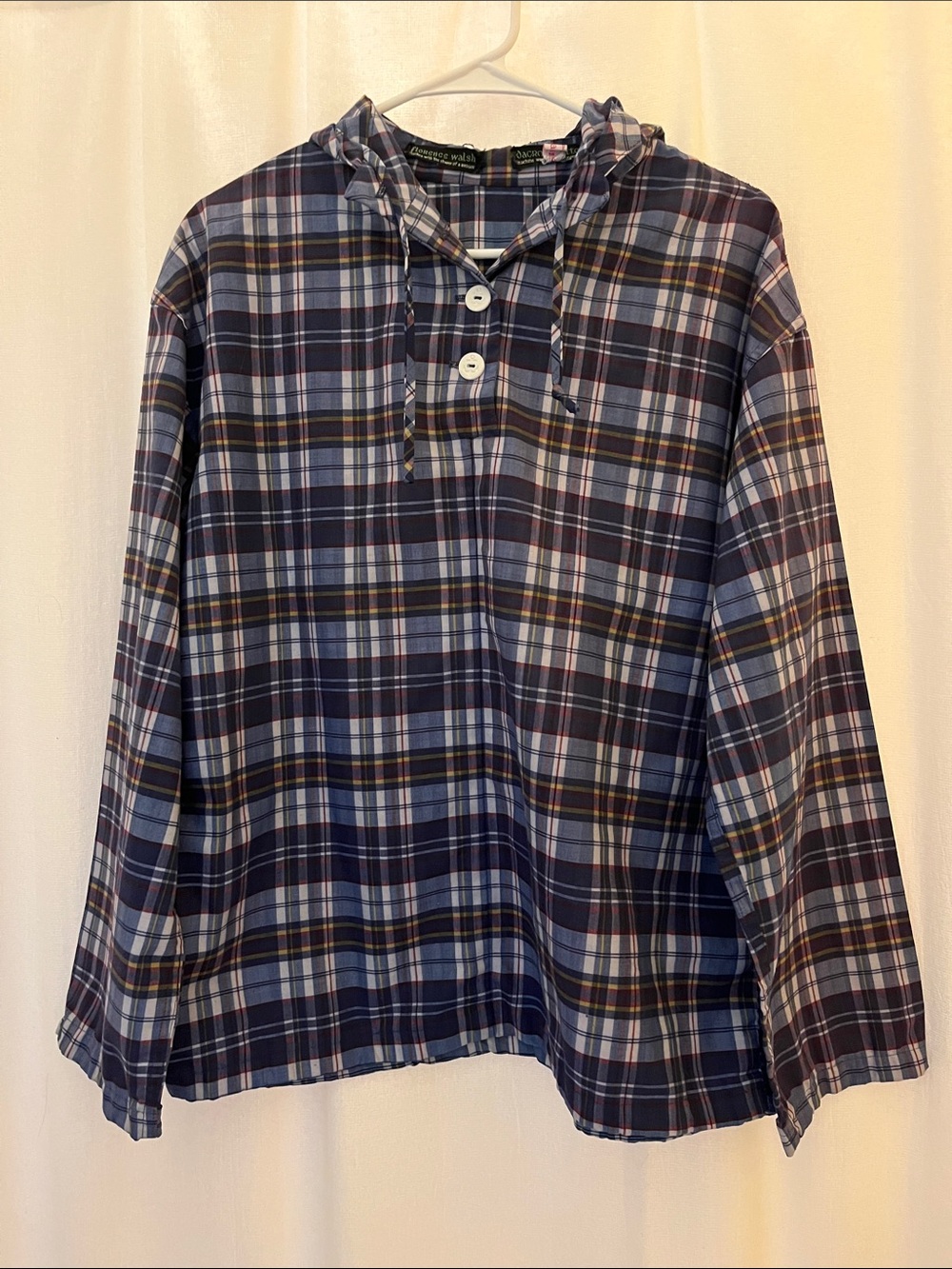 Florence Walsh Vintage Plaid Hooded Pullover Size Medium